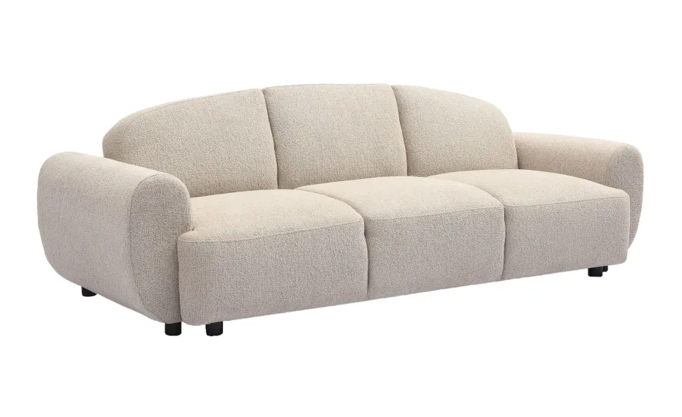 Canapé 3 places convertible dossier et accoudoirs arrondis Oliver Tissu texturé Beige