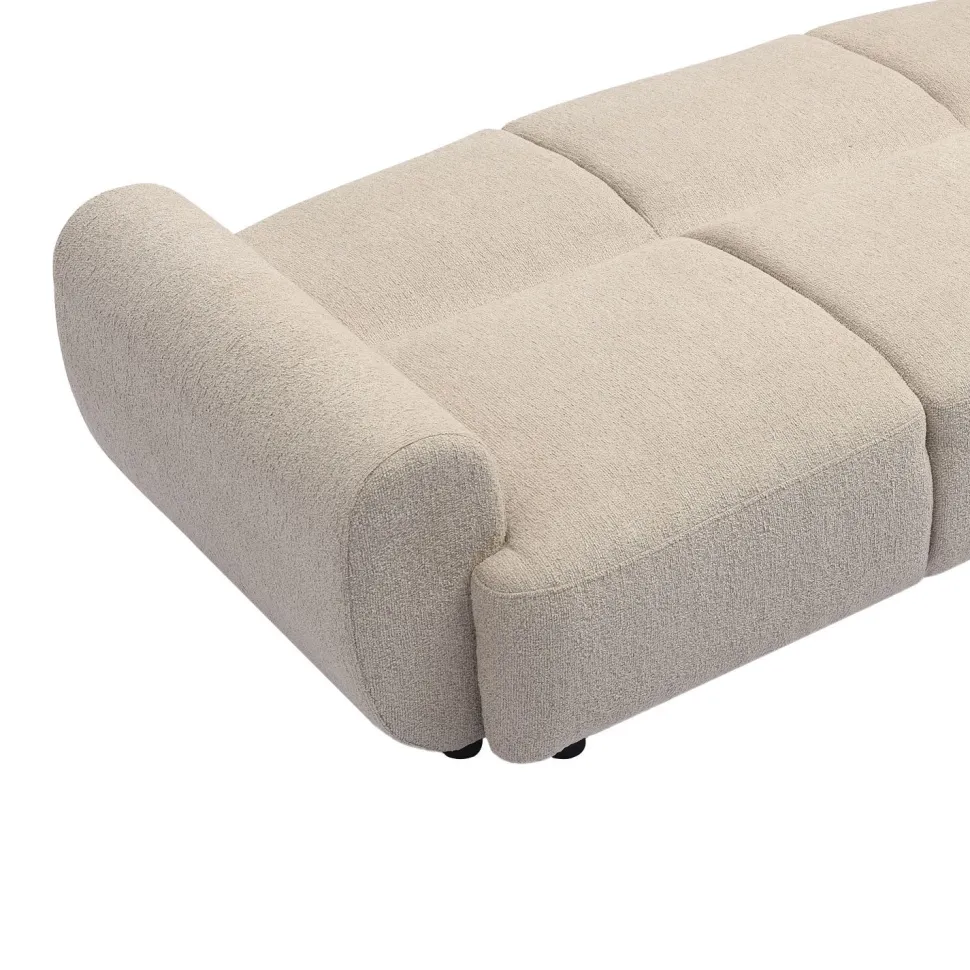 Canapé 3 places convertible dossier et accoudoirs arrondis Oliver Tissu texturé Beige