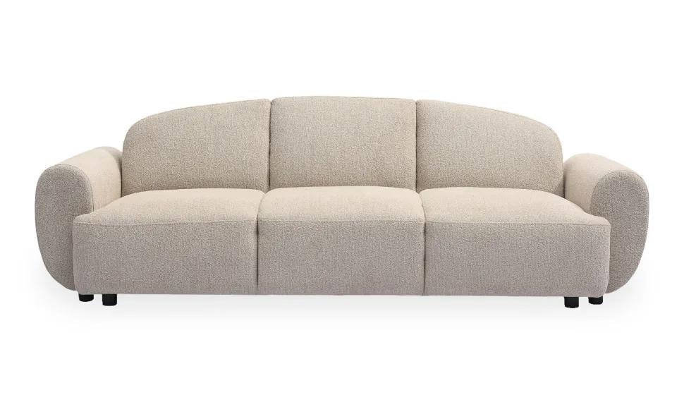 Canapé 3 places convertible dossier et accoudoirs arrondis Oliver Tissu texturé Beige