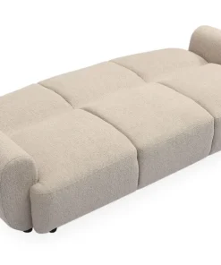 Canapé 3 places convertible dossier et accoudoirs arrondis Oliver Tissu texturé Beige