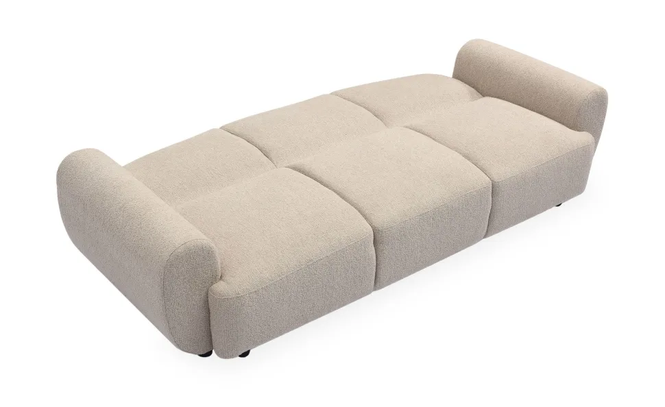 Canapé 3 places convertible dossier et accoudoirs arrondis Oliver Tissu texturé Beige