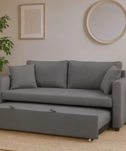Canapé 3 places Convertible Saphir Tissu Gris Clair