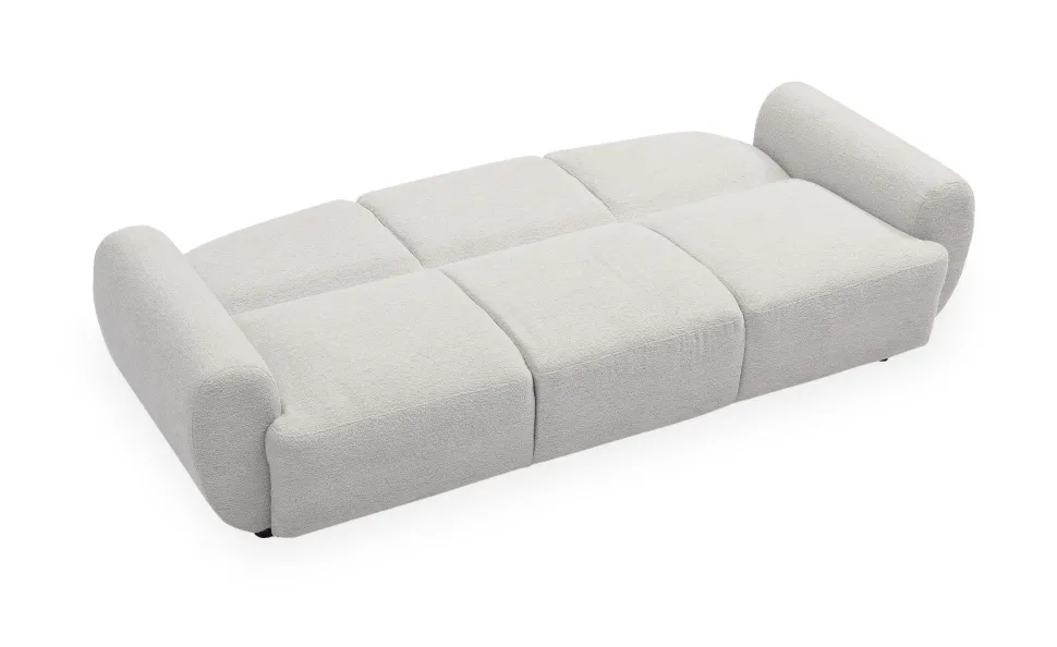 Canapé 3 places convertible dossier et accoudoirs arrondis Oliver Tissu texturé Gris