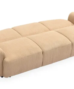 Canapé 3 places convertible dossier et accoudoirs arrondis Oliver Velours côtelé Beige