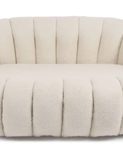 Canapé 2 Places design coquillage Horizan Tissu bouclette Crème