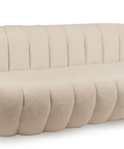 Canapé 3 Places design coquillage Horizan Tissu bouclette Crème