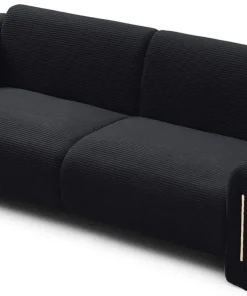 Canapé 3 places design Maximilien Métal doré et Velours côtelé Noir