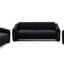Canapé 2 places design Maximilien Métal doré et Velours côtelé Noir