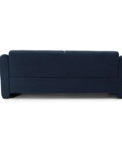 Canapé 3 places design Maximilien Métal doré et Velours côtelé Bleu foncé