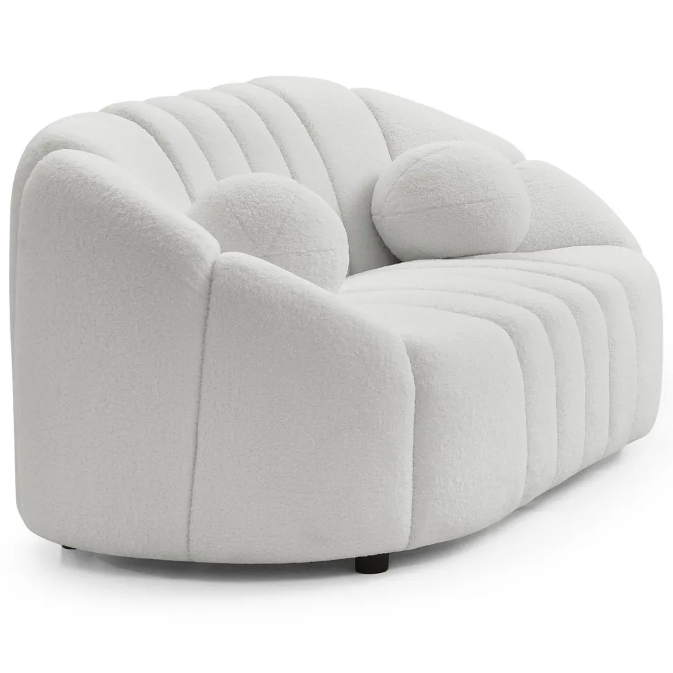 Canapé 2 places design Sidonie Tissu bouclette Blanc