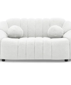 Canapé 2 places design Sidonie Tissu bouclette Blanc