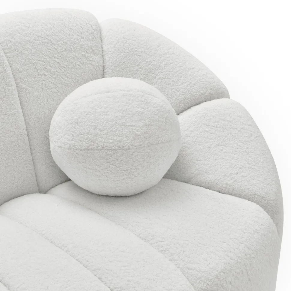 Canapé 2 places design Sidonie Tissu bouclette Blanc