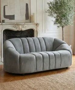 Canapé 2 places design Sidonie Velours Gris