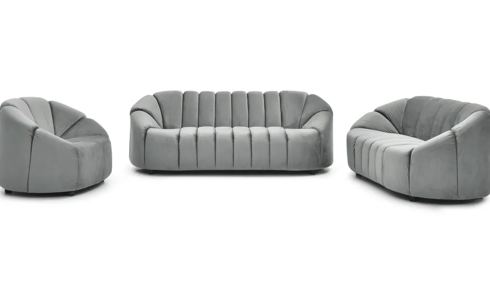 Canapé 2 places design Sidonie Velours Gris