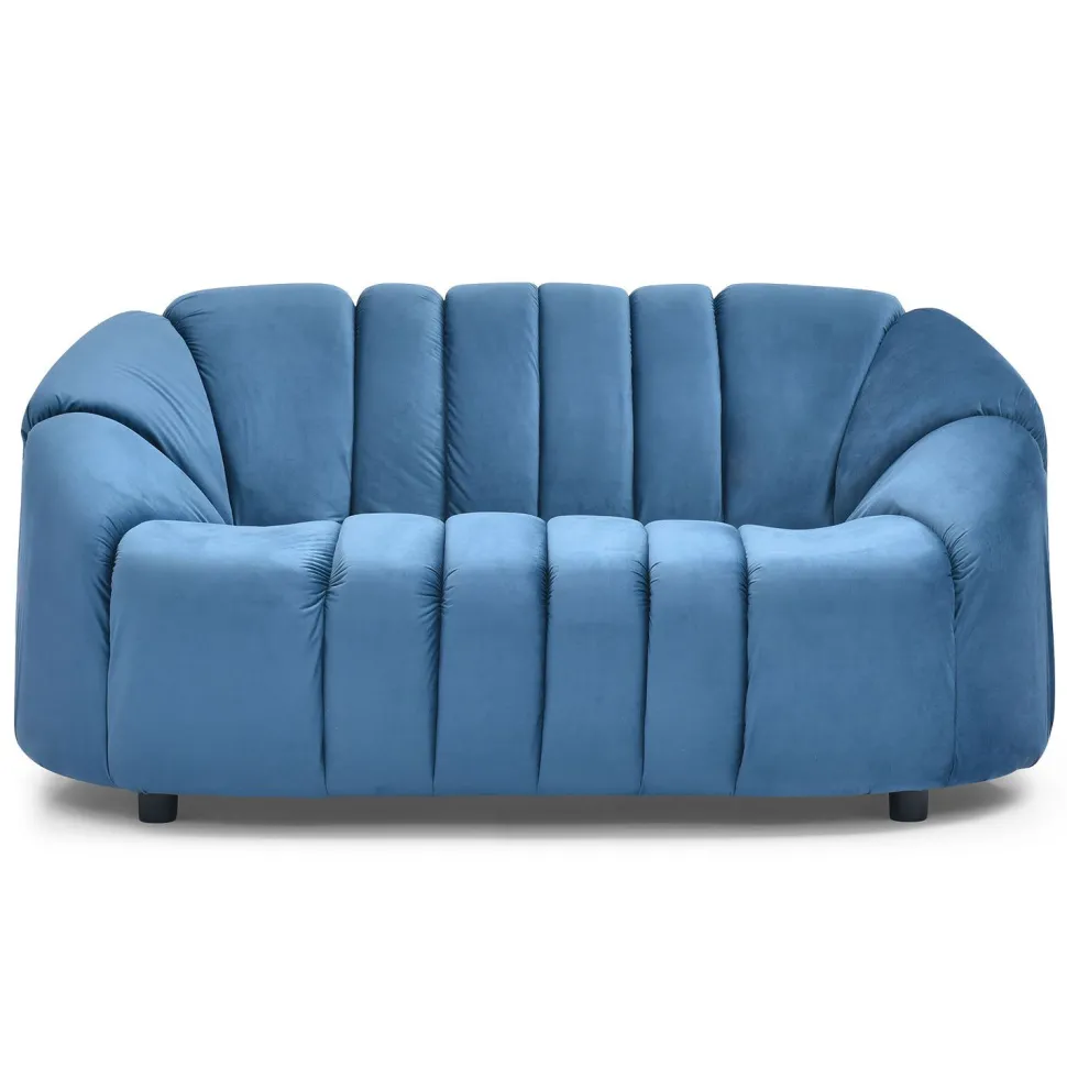 Canapé 2 places design Sidonie Velours Bleu