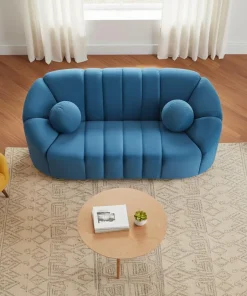 Canapé 2 places design Sidonie Velours Bleu