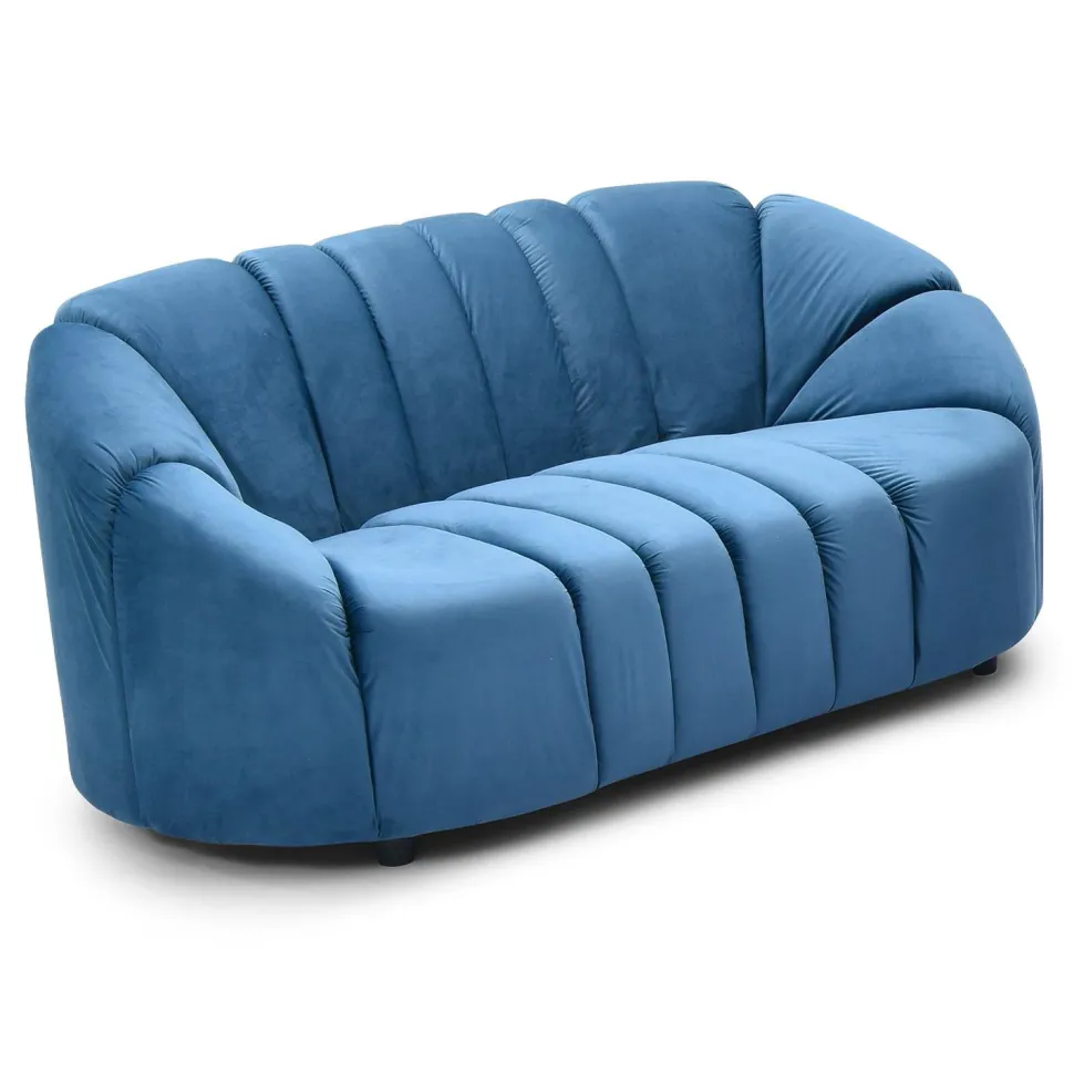 Canapé 2 places design Sidonie Velours Bleu