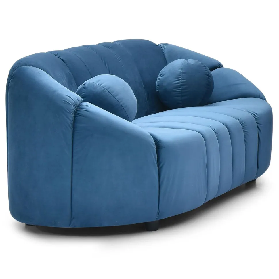 Canapé 2 places design Sidonie Velours Bleu