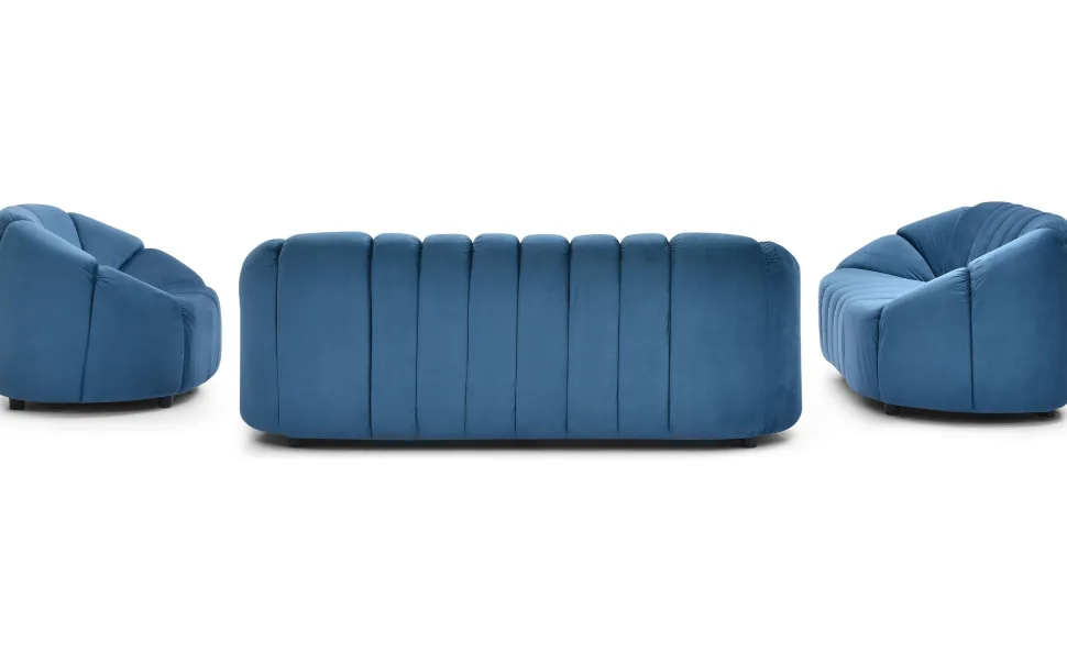 Canapé 2 places design Sidonie Velours Bleu