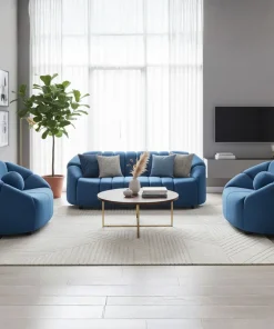 Canapé 2 places design Sidonie Velours Bleu