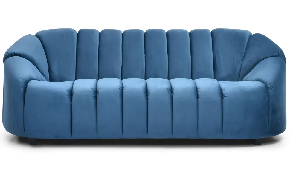 Canapé 3 places design Sidonie Velours Bleu