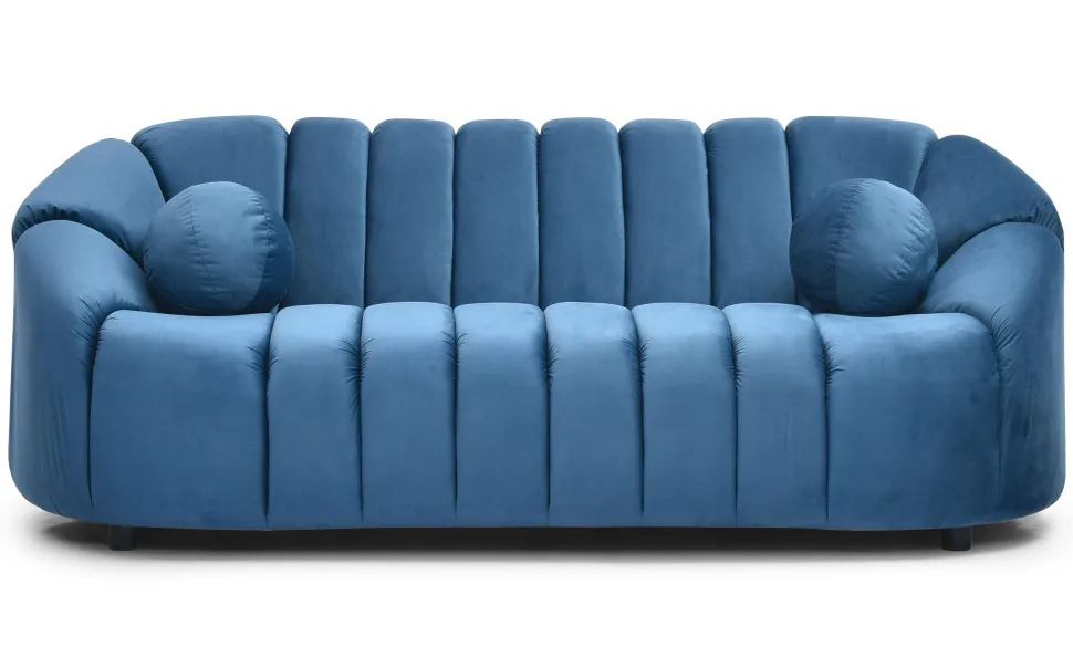 Canapé 3 places design Sidonie Velours Bleu
