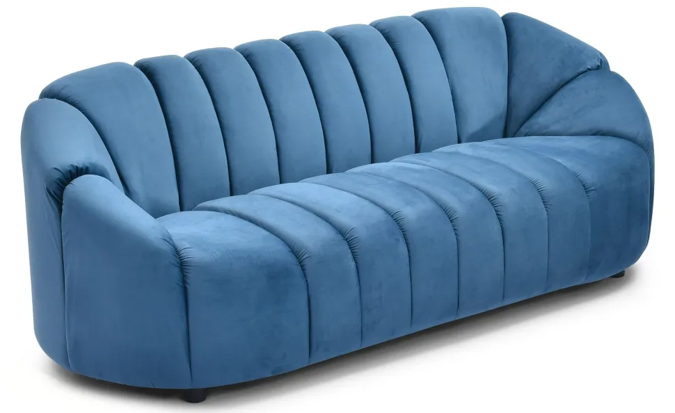 Canapé 3 places design Sidonie Velours Bleu