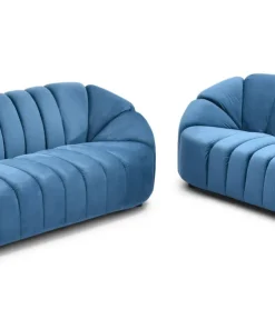 Canapé 3 places design Sidonie Velours Bleu