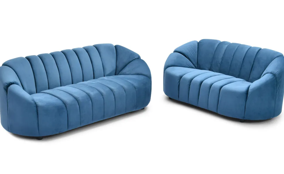 Canapé 3 places design Sidonie Velours Bleu