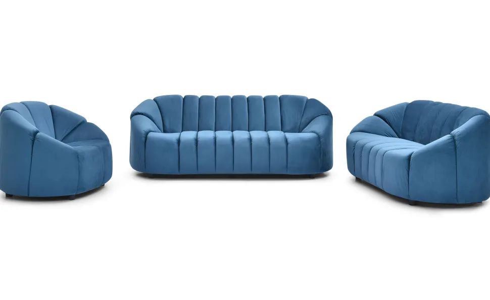 Canapé 3 places design Sidonie Velours Bleu