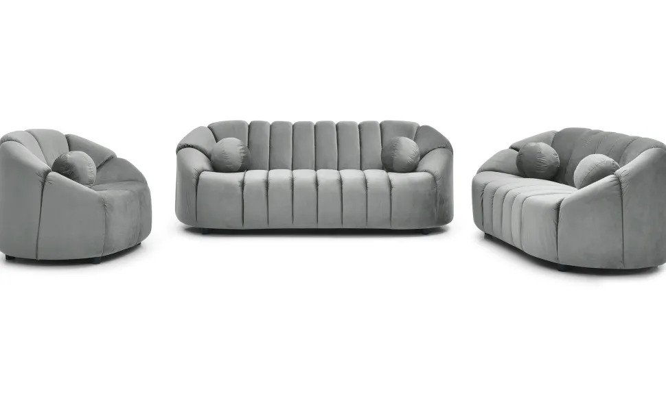 Canapé 3 places design Sidonie Velours Gris