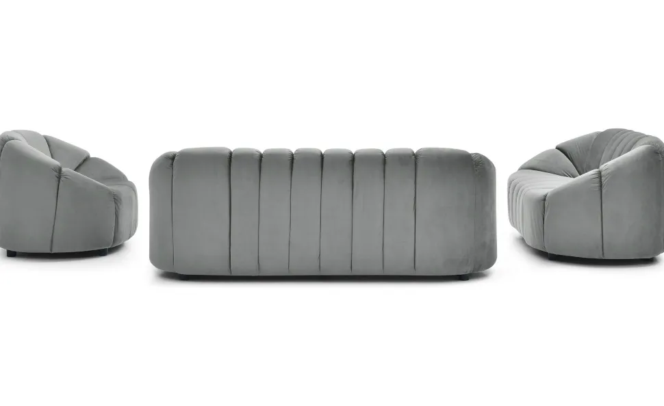 Canapé 3 places design Sidonie Velours Gris