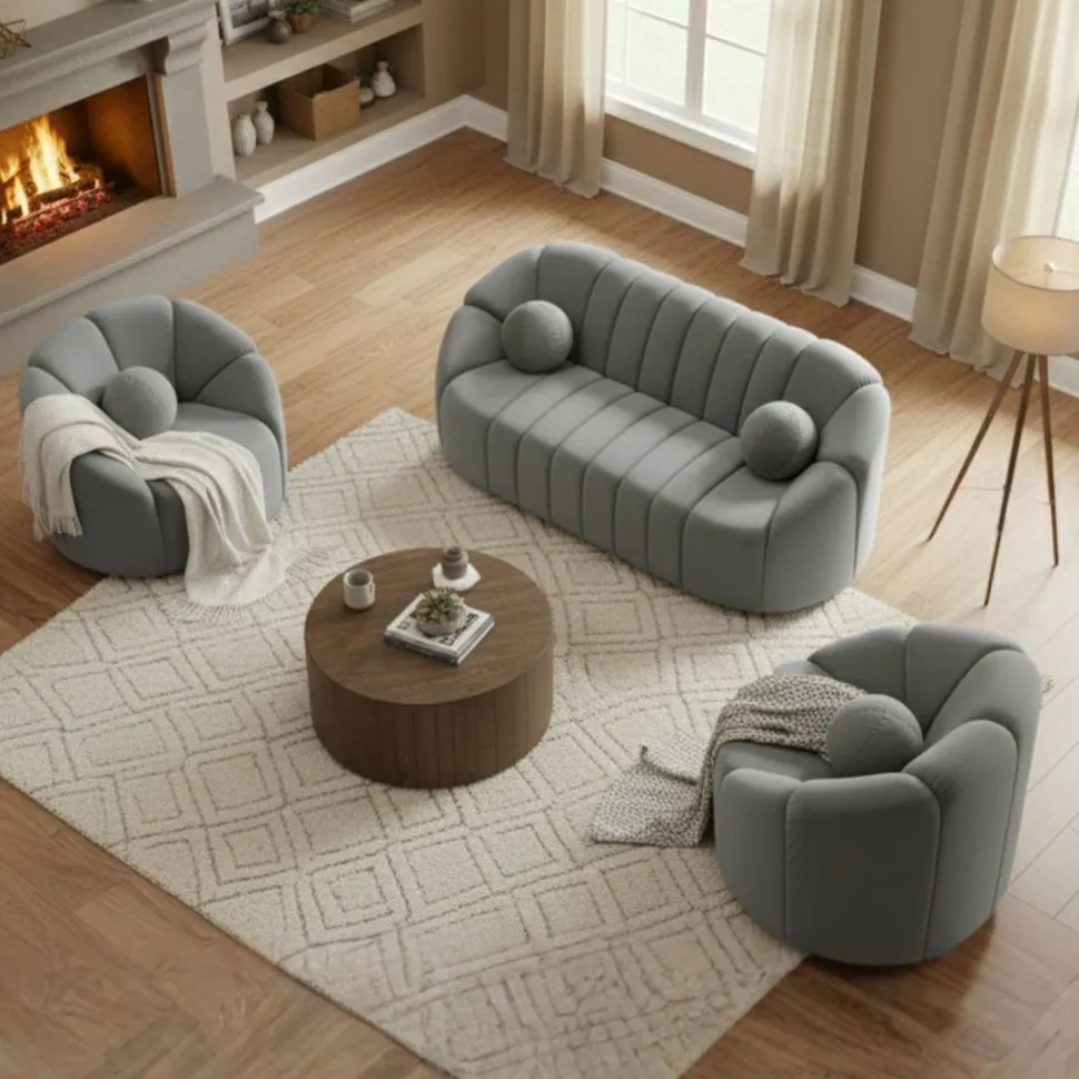 Canapé 3 places design Sidonie Velours Gris
