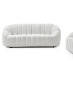 Canapé 3 places design Sidonie Tissu bouclette Blanc