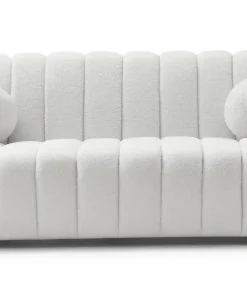 Canapé 3 places design Sidonie Tissu bouclette Blanc