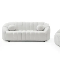 Canapé 3 places design Sidonie Tissu bouclette Blanc