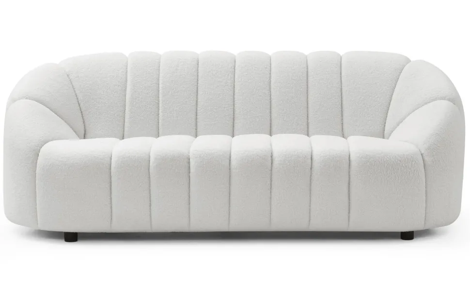 Canapé 3 places design Sidonie Tissu bouclette Blanc