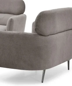 Canapé 2 places moderne avec haut dossier Damigal Tissu doux Gris taupe