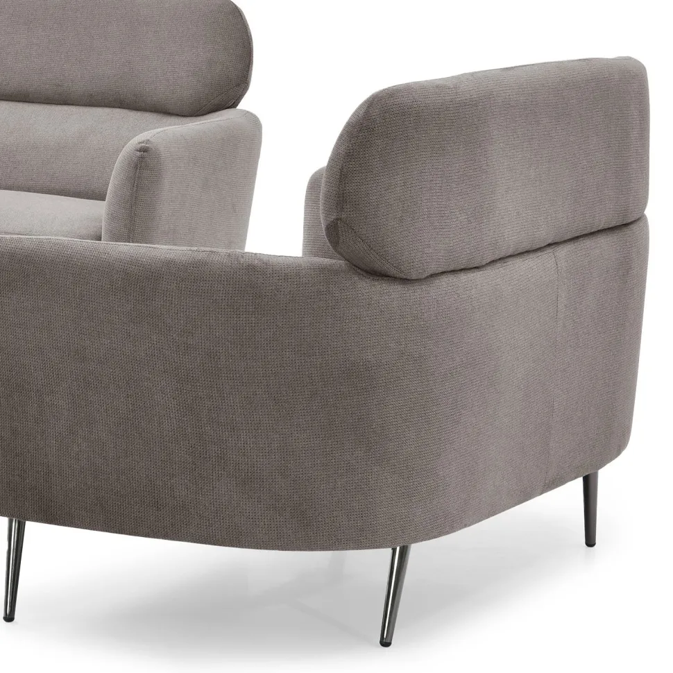 Canapé 2 places moderne avec haut dossier Damigal Tissu doux Gris taupe