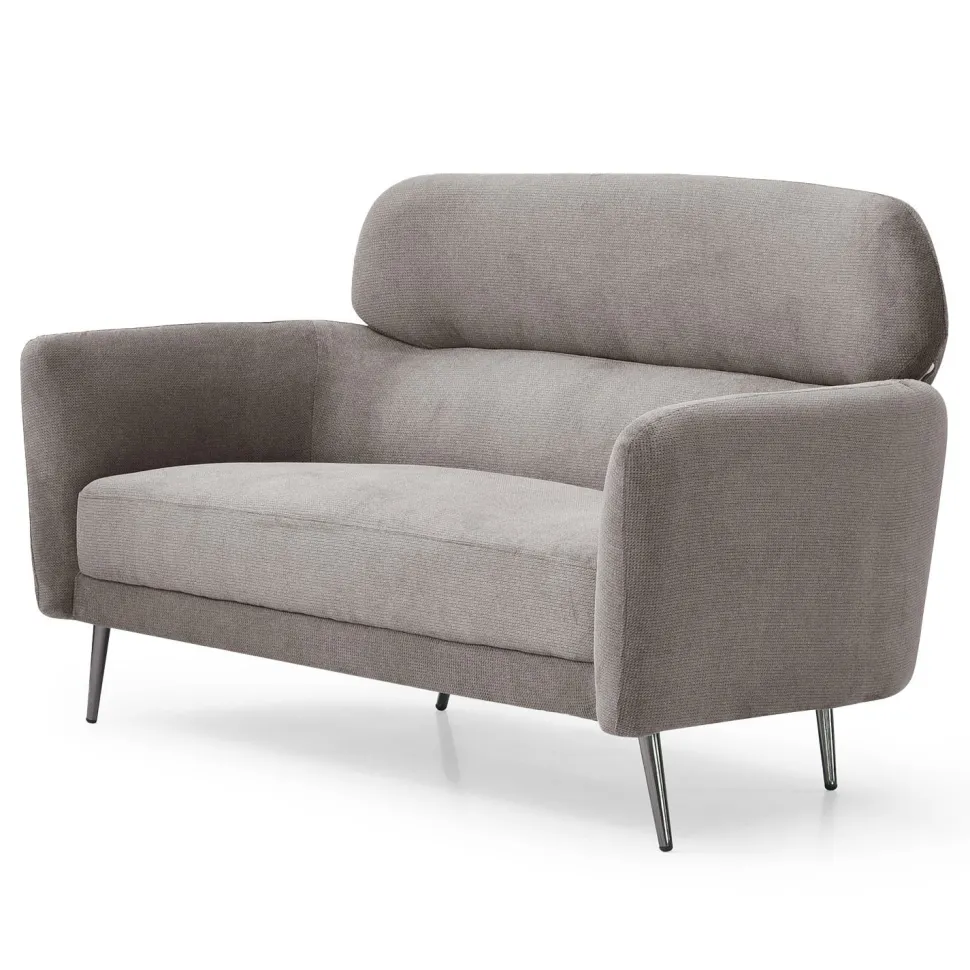 Canapé 2 places moderne avec haut dossier Damigal Tissu doux Gris taupe