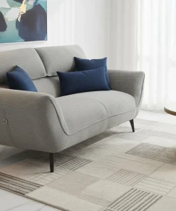 Canapé 2 places moderne avec dossier réglable Ghislain Velours côtelé Gris