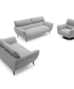Canapé 2 places moderne avec dossier réglable Ghislain Velours côtelé Gris
