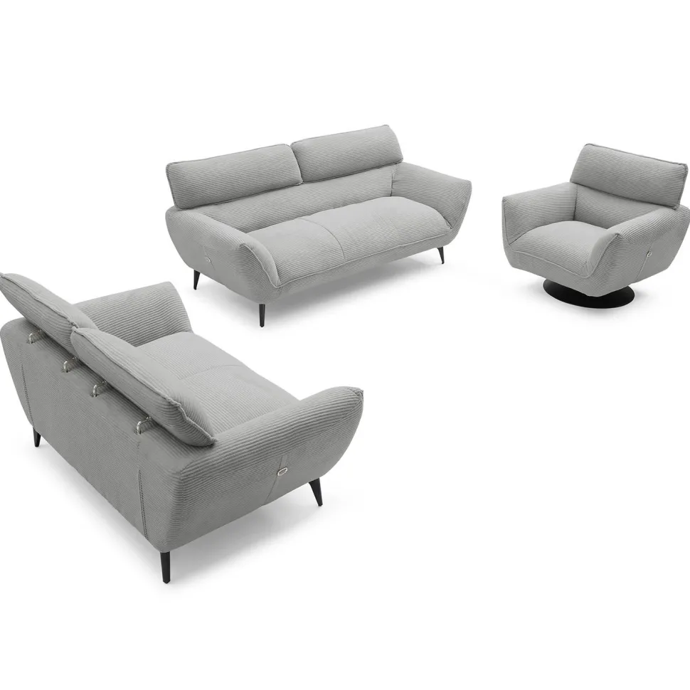 Canapé 2 places moderne avec dossier réglable Ghislain Velours côtelé Gris