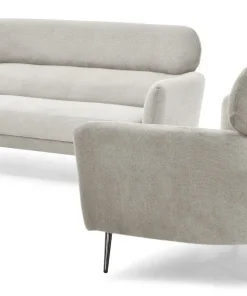 Canapé 3 places moderne avec haut dossier Damigal Tissu doux Beige