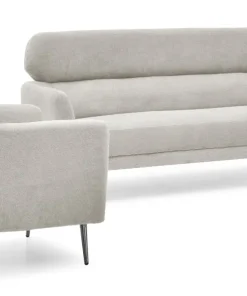 Canapé 3 places moderne avec haut dossier Damigal Tissu doux Beige