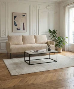 Canapé 3 places moderne et élégant Manuelo Velours côtelé Beige