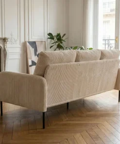 Canapé 3 places moderne et élégant Manuelo Velours côtelé Beige