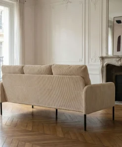 Canapé 3 places moderne et élégant Manuelo Velours côtelé Beige