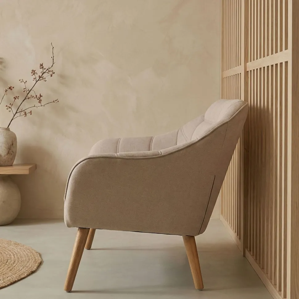 Canapé 2 places Scandinave Zentao Tissu Beige