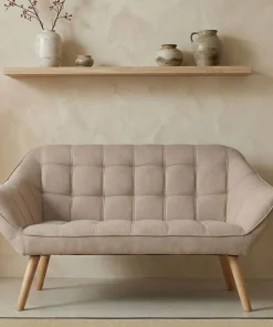 Canapé 2 places Scandinave Zentao Tissu Beige